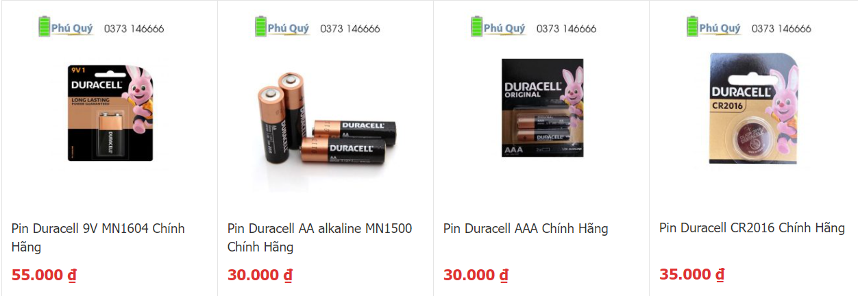 Pin Phú Quý cung cấp đa dạng các dòng pin Duracell chính hãng
